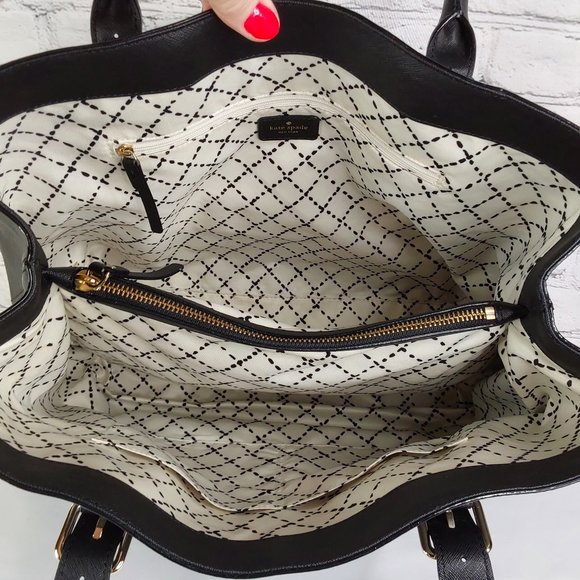 KATE SPADE SAFFIANO LEATHER ADJUSTABLE BUCKLE STRAP LARGE SHOULDER  BAG ONYX - Picture 7 of 16